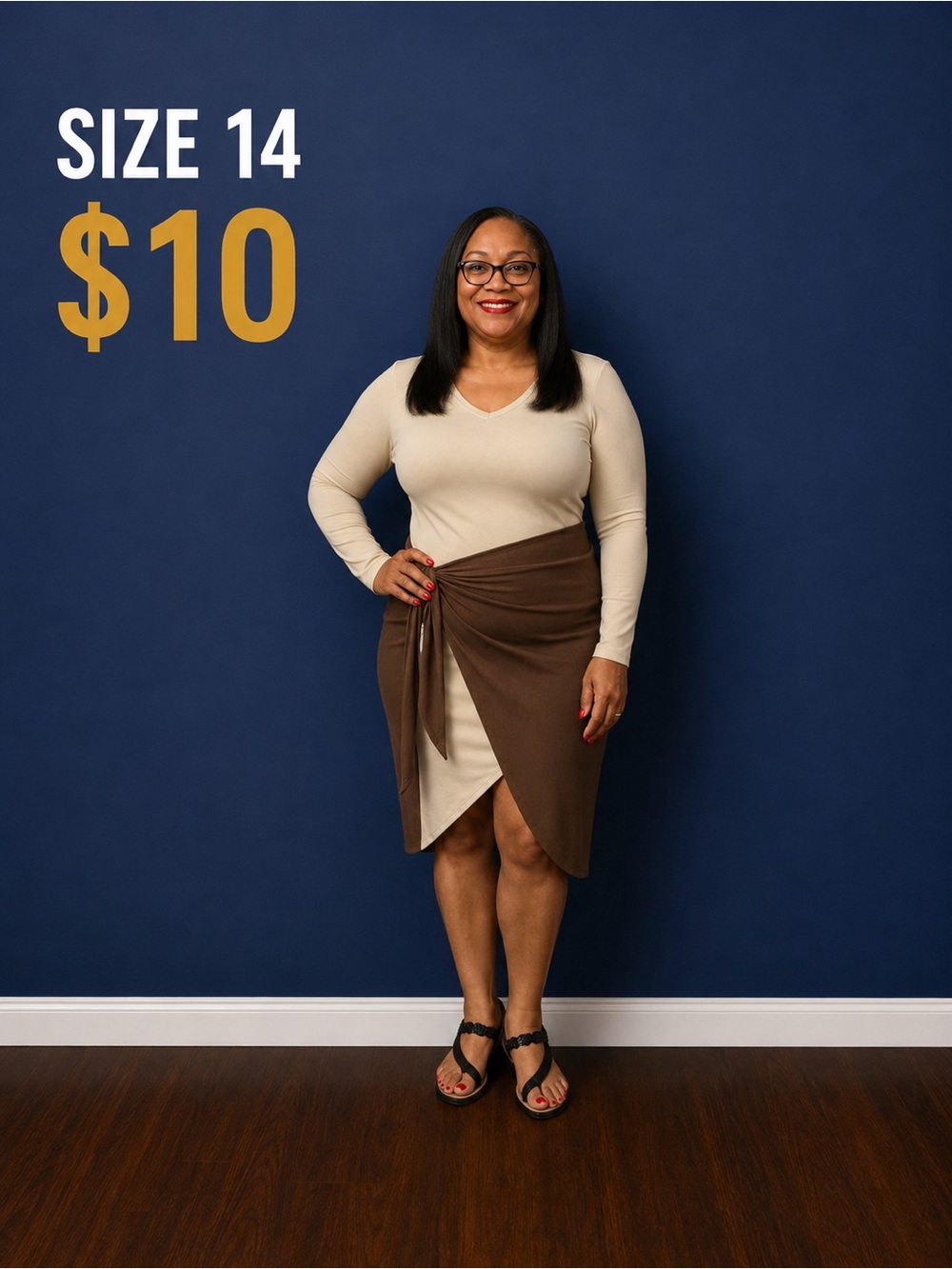 Brown Wrap Midi Skirt - Women